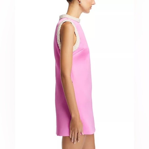 NWT Self-Portrait Pearl Trim Satin Mini Dress Sz US 2 - Picture 6 of 9